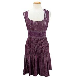 Sophie Max Dress Babydoll Milkmaid Smocked Boho Festival Stretch Plum Small? Vtg